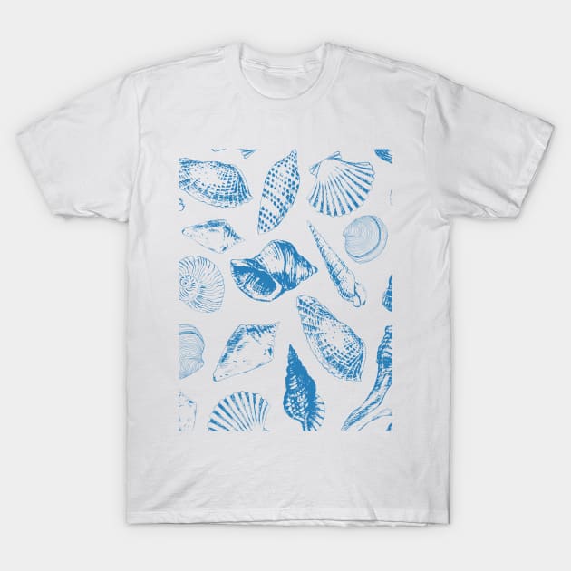 Seamless pattern with various sea shells T-Shirt by katerinamk